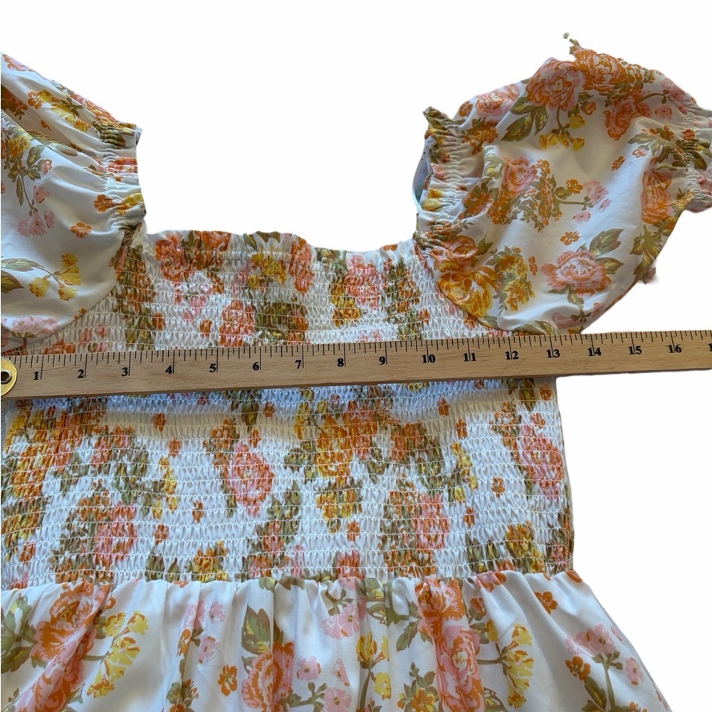 Floral Smocked Dress with Puff Sleeves by TWIK-Size Medium - Picture 8 of 12